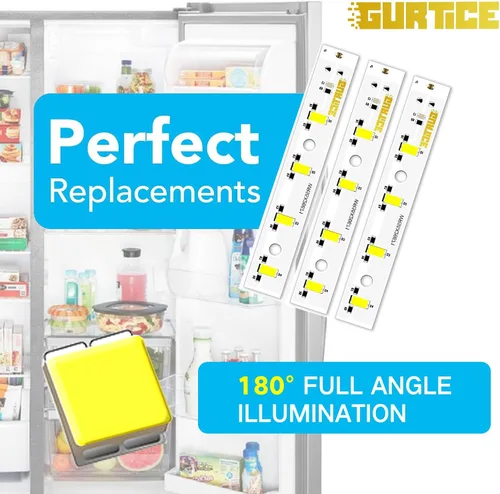 Vista 4 de Paquete de 3 tableros de luz LED WR55X26671 PS11767930 AP6035586 compatible con refrigerador GE Reemplazar 4468532 EAP11767930 LED3344588
