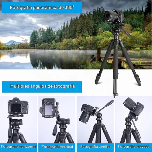 Vista 7 de CelticBird Trípode portátil de viaje de 64.5 pulgadas, compatible con cámaras SLR, teléfonos celulares, binoculares, visores de observación