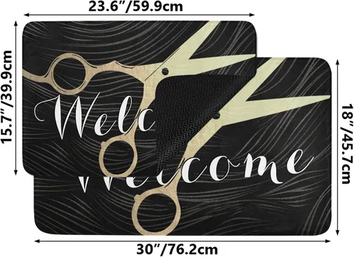 Vista 3 de Felpudo de goma antideslizante para peluquería para peluquería, peluquería, peluquería, puerta delantera, decoración del hogar, regalo, 23.6 x 15.7