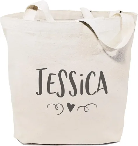 Vista 16 de The Cotton & Canvas Co. Bolso de hombro reutilizable para playa, compras y viajes con nombre personalizado
