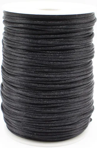Vista 22 de Cordón de nailon negro de satén de 0.039 in x 109 yardas, cordón de seda satinada para pulseras, collares, fabricación de joyas, nudos chinos