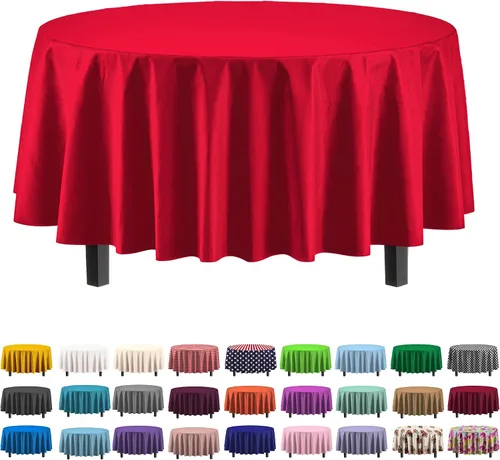 Vista 69 de Party Solids Paquete de 6 manteles de plástico prémium de 54 pulgadas x 108 pulgadas. Cubierta de mesa rectangular de plástico - Aqua