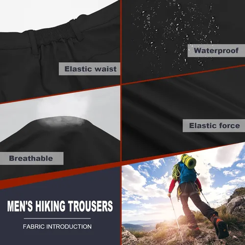 Vista 4 de MEETYOO Pantalones cargo de senderismo para hombre, impermeables, tácticos, ligeros, elásticos, para acampar