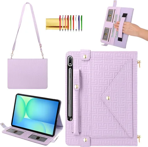 Vista 48 de Bolso Funda para Samsung Galaxy Tab S10 FE/S9 FE 10.9"/S9/S8/S7 11", Techcircle Folio con Soporte Cruzado, Billetera con Ranura para Lápiz S Pen