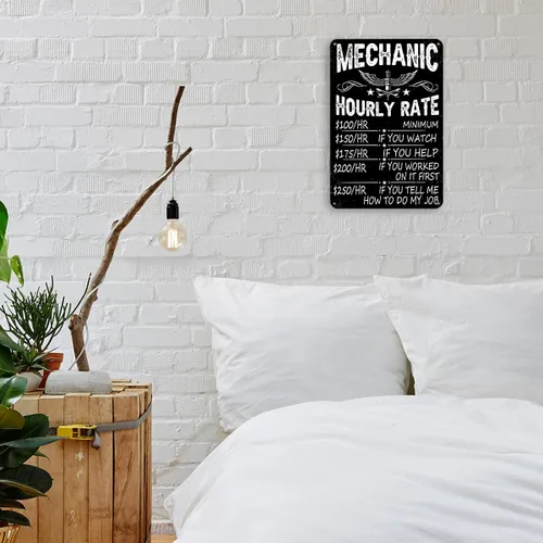 Vista 5 de Divertidos letreros de metal mecánico, regalos para hombres, papá, marido, para hombre, cueva, taller, garaje, decoración de pared, mecánico