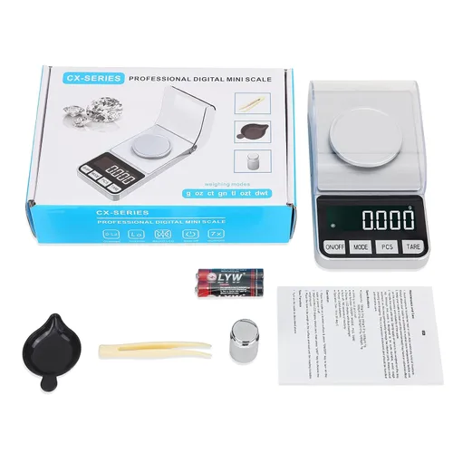 Vista 2 de Báscula digital de cocina de 1.76 oz x 0.001 onzas para alimentos, onzas y gramos, pequeña báscula de alimentos, mini báscula digital