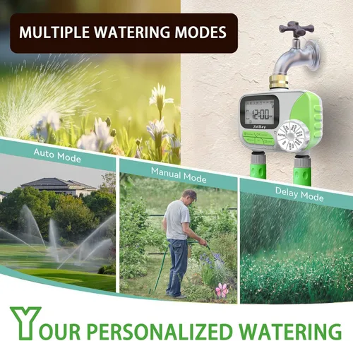 Vista 2 de Temporizador de agua para manguera de jardín de 2 zonas, temporizadores automáticos de manguera de grifo y sistema de riego para invernadero
