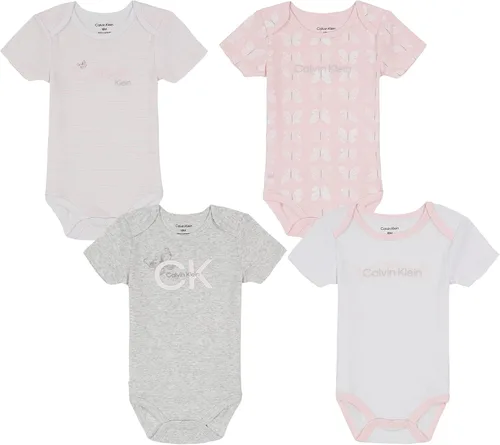 Vista 6 de Calvin Klein baby-boys 4 Pieces Pack Bodysuit Blanco brillante/Rosa bebé/Rubor