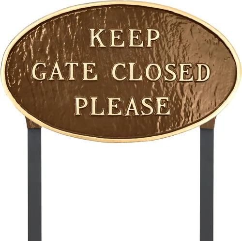Vista 6 de Montague Metal Products - Letrero de placa con texto en inglés "Keep Gate Closed Please State" - Letrero de puerta - Placa de pared o césped cerrada