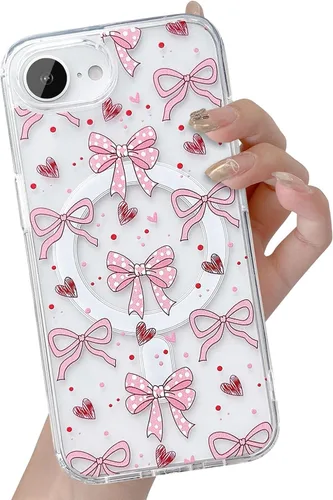 Vista 30 de UEEBAI - Funda magnética para iPhone 11, diseño de lazo, compatible con MagSafe, funda transparente delgada inalámbrica, antiamarilleo, a prueba