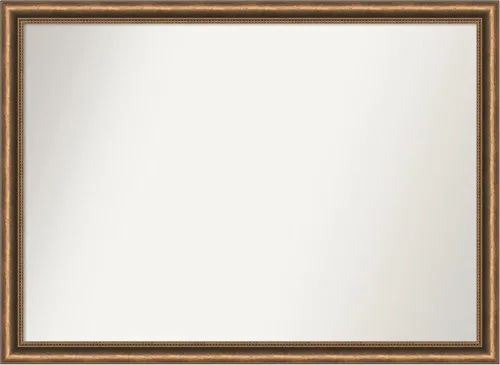 Vista 275 de Amanti Art Espejo de baño de bronce para sobre fregadero, 24 x 24 pulgadas, espejo de tocador cuadrado estrecho de bronce Manhattan, marco de madera