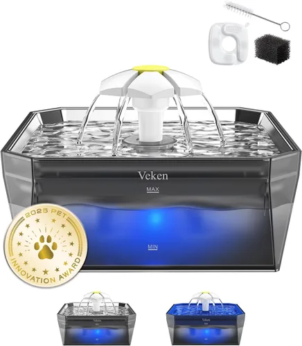 Vista 10 de Veken Fuente de agua para gatos pequeña apta para mascotas con bomba silenciosa, fácil de limpiar y montar, mini dispensador de agua para mascotas