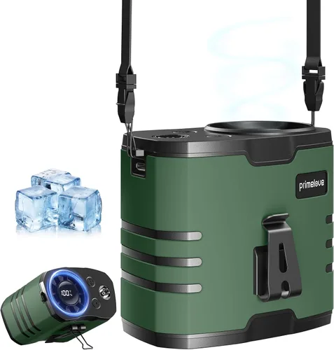 Vista 8 de Ventilador portátil oscilante de viaje, 10400mAh, funciona con pilas, recargable por USB, ventilador de piso, mesa, escritorio con control remoto, 4