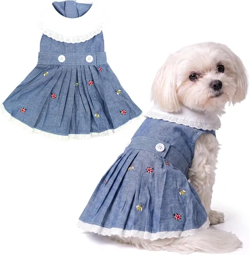Vista 43 de Parisian Pet Chambray - Vestido para perro - Ligero sin mangas para perro, niña, talla XS Chambray en general