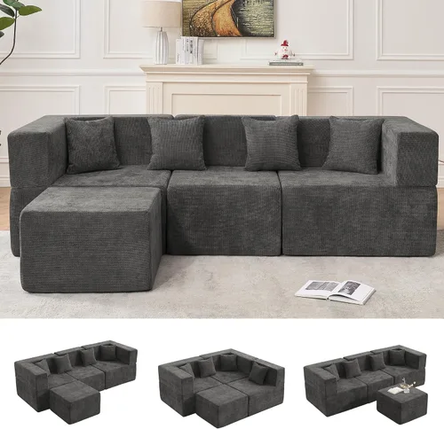 Vista 35 de MONVANE Sofá cama convertible de 55.5 pulgadas, sofá cama 2 en 1 sin hueso con bolsillo de almacenamiento, cómodo sofá de asiento profundo