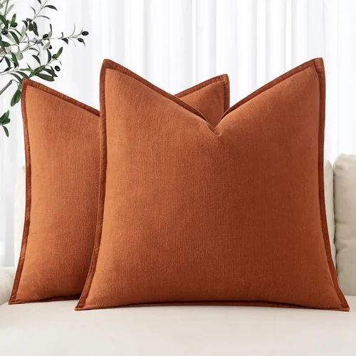 Vista 62 de MIULEE - Juego de 2 fundas de almohada decorativas de lino, estilo bohemio, rústico, neutral, para sofá, cama, 16 x 16 pulgadas, color marrón