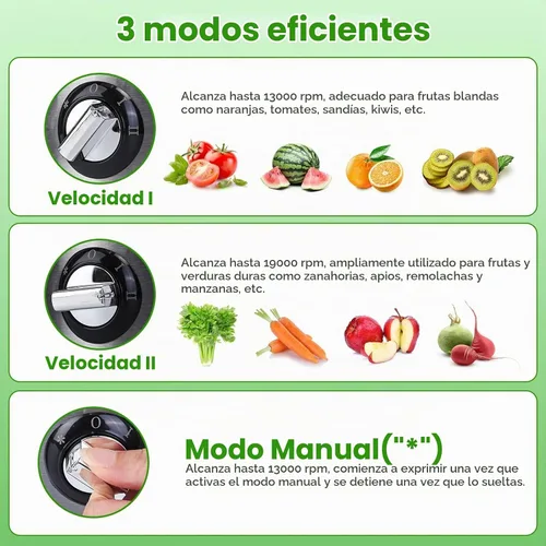 Vista 4 de Moclever - Máquina exprimidora centrífuga de 1000W para frutas y verduras - Extractor de jugo con control de 2 velocidades, tolva de alimentación