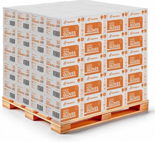 Vista 3 de HandCare - Guantes desechables de nitrilo naranja de 8 mil, sin látex, agarre texturizado de diamante para uso mecánico, trabajo y limpieza