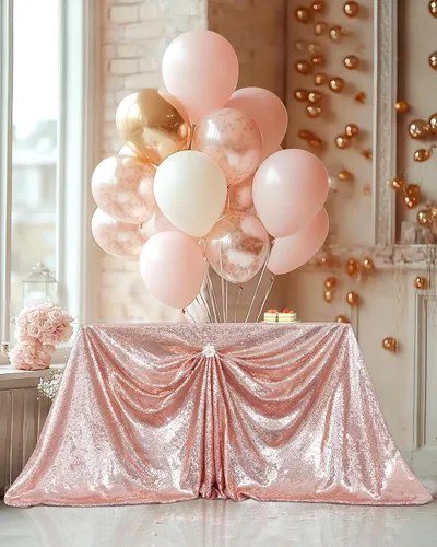 Vista 3 de PartyDelight - Mantel de lentejuelas, rectangular, 60 x 102 pulgadas, oro rosa