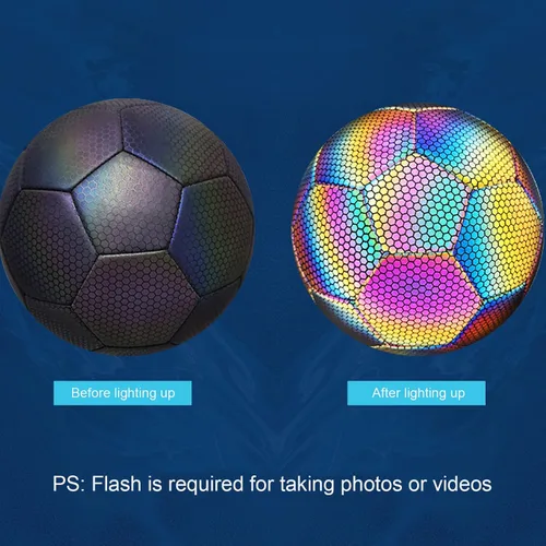 Vista 8 de Balón de fútbol luminoso para juegos nocturnos y entrenamiento, pelota de fútbol reflectante con aguja de aire de bolsillo de red, pelota de fútbol