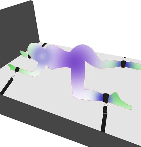 Vista 6 de Kit de sujeción de cama para cama de tamaño King, amarre sexual debajo del colchón, lazos sexuales de tamaño Queen para tobillos y muñecas, puños