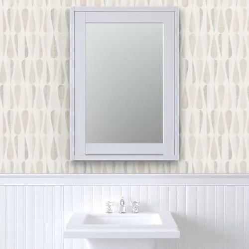 Vista 9 de Spoonflower Papel pintado Neutral Mod Mid Peel and Stick Rollo 24" x 144" Atomic Era 1950S Vintage Beige Gris Autoadhesivo, extraíble y apto
