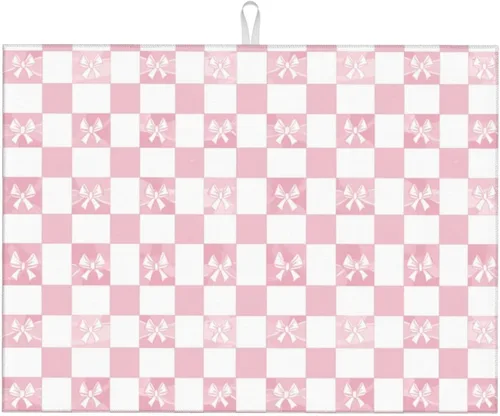 Vista 88 de Tapete de secado de platos de mármol blanco dorado para encimera de cocina, absorbente de 16 x 18 pulgadas, placa de microfibra de vidrio
