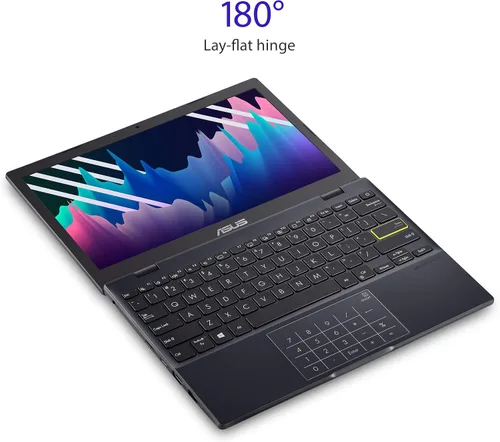 Vista 4 de ASUS Notebook E210 11.6” Ultra Thin, Procesador Intel Celeron N4020, 4GB de RAM, 64GB de almacenamiento eMMC, Windows 10 Home en Modo S con un año