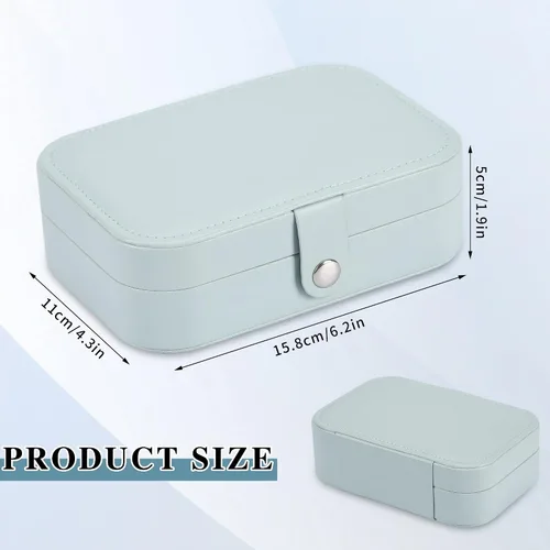 Vista 2 de Joyero de viaje, organizador de joyas pequeño de piel sintética para mujeres y niñas, mini estuche de viaje portátil de doble capa para guardar