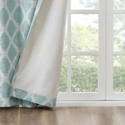 Vista 7 de Sun Smart Blakesly Cortinas opacas para ventana de patio, estampado Ikat, decoración de sala de estar, decoración de sala de estar, cortina