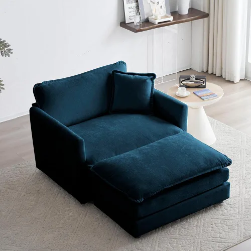 Vista 14 de WILLIAMSPACE Sofá individual de 41 pulgadas con otomana móvil, sillón tapizado moderno con 1 almohada, silla decorativa para sala de estar, sofá