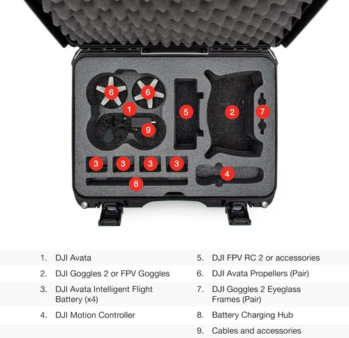 Vista 7 de Nanuk 925 Estuche rígido impermeable con inserto de espuma para DJI Avata FPV Unit, gafas y Fly More Combo - Negro (925S-080BK-0A0-C0745)