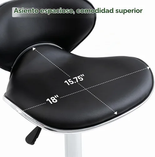 Vista 6 de Vogue Furniture Direct Taburetes de Bar Ajustables de Cuero PU, Taburetes Modernos Giratorios de Elevación Neumática con Respaldo, Sillas de Altura