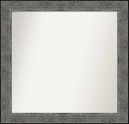 Vista 261 de Amanti Art Espejo de baño plateado para sobre el fregadero, 24 x 24 pulgadas, espejo cuadrado de peltre forjado a medida, marco de madera casual