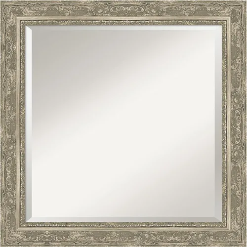 Vista 37 de Amanti Art - Espejo de baño plateado para sobre lavabo, espejo rectangular de níquel cepillado de 33x43, marco moderno extragrande, se cuelga