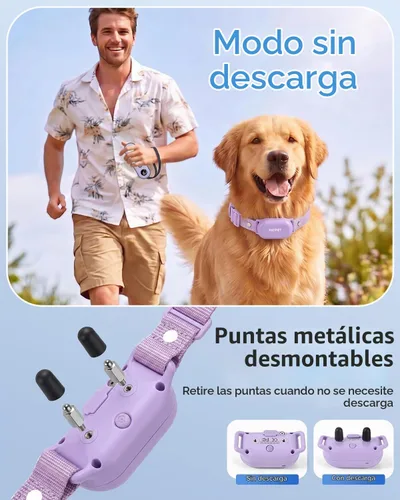 Vista 5 de PATPET Collar de choque para perros (10 a 120 libras), collar de entrenamiento impermeable IPX7 recargable de 4000 pies con control remoto para 2