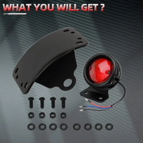 Vista 7 de Amazicha Luz de freno trasera LED para motocicleta de 3/4 pulgadas con soporte, IP67 impermeable para placa de matrícula de montaje lateral