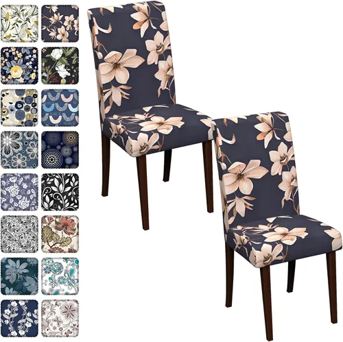 Vista 94 de Fundas para sillas de comedor CoSofSLIP, juego de 2, fundas estampadas elásticas antideslizantes, fundas extraíbles y lavables para sillas