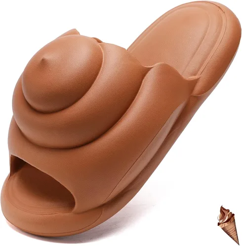 Vista 4 de Kiemorgy Cute Ice Cream Poop Waterproof Slippers for Women Men, Comfy Womens Mens Slides,Unisex Waterproof Sandals Indoor Outdoor House,Funny Gag