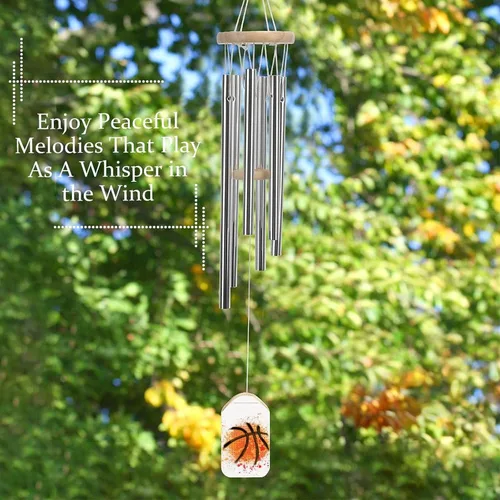 Vista 5 de Campanillas de viento de baloncesto para exteriores, de aluminio, para decoración de jardín y patio