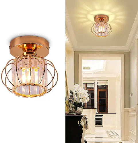 Vista 11 de FRIXCHUR Candelabro Pequeño de Cristal Lámpara de Techo Semi Empotrada Accesorio de Iluminación de Techo Lámpara de Techo Moderna de Cristal