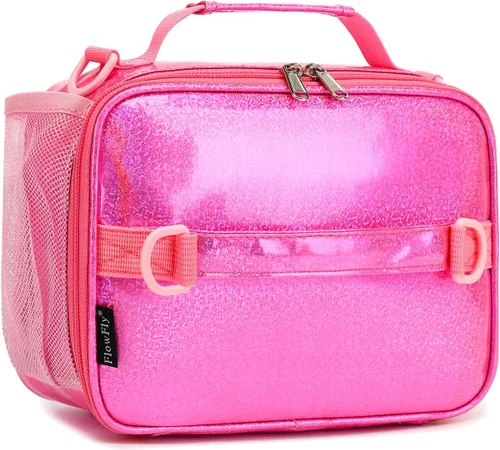 Vista 26 de Flowfly - Lonchera para niños, bolsa escolar aislada duradera con correa de hombro y soporte para botellas, minihielera térmica resistente al agua
