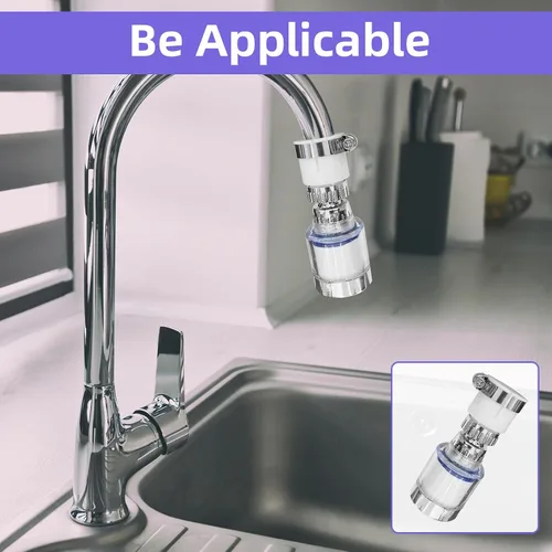 Vista 7 de Juego de 28 filtros de agua para fregadero con elementos filtrantes, grifo de filtro giratorio de 360, alta capacidad de filtración para fregaderos