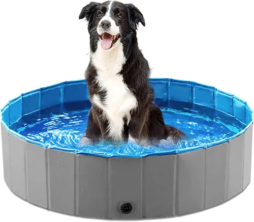 Vista 17 de Jasonwell Piscina plegable para perros, piscina plegable de plástico duro, piscina portátil para niños y mascotas, bañera para cachorros pequeños