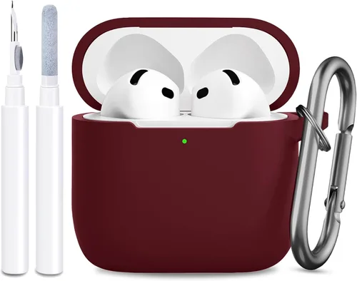 Vista 34 de Funda compatible con AirPods de 4ª generación, funda de silicona protectora suave con kit de limpieza, accesorios para Apple AirPods 4 Gen 2024, LED