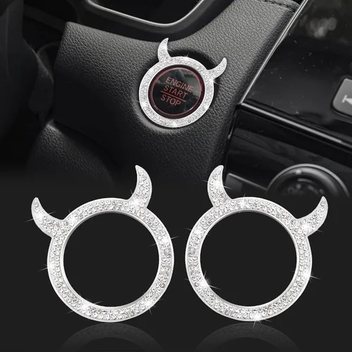 Vista 12 de WINKA Bling Cubierta del Botón de Arranque del Motor del Coche Universal Push Start Stop Trim Anillo de Encendido Tapa Decoraciones 2 piezas