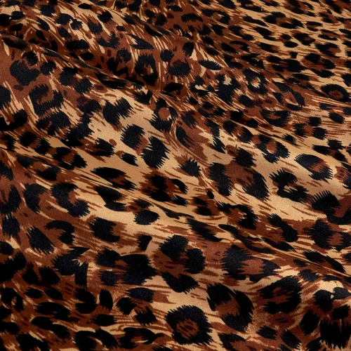 Vista 2 de Charmeuse Satin Big Cheetah Tan/Marrón/Negro, Tela por yarda