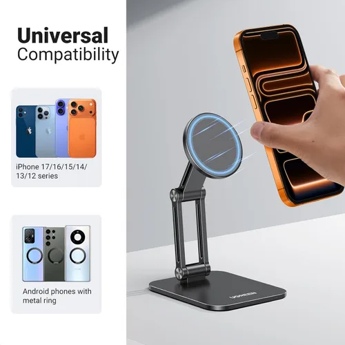 Vista 6 de UGREEN Soporte Magnético para Teléfono Compatible con Soporte MagSafe para Escritorio Diseño Ergonómico Ajustable, Soporte de Teléfono Celular
