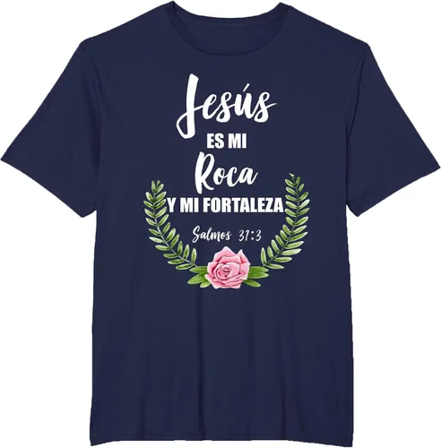 Vista 50 de Jesus ES Mi Roca - Camiseta con versículo bíblico cristiano español Salmos Asphalt Grey