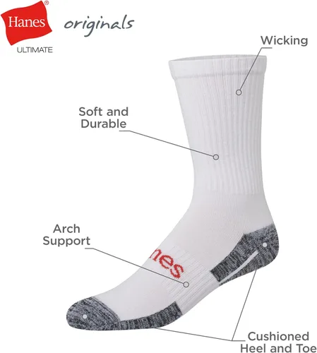 Vista 2 de Hanes Men's Hanes Men's Socks, Ultimate Originals Crew, Ankle and No Show Socks